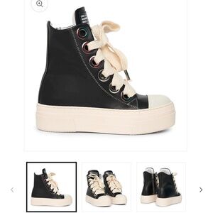 Black canvas, high top sneaker